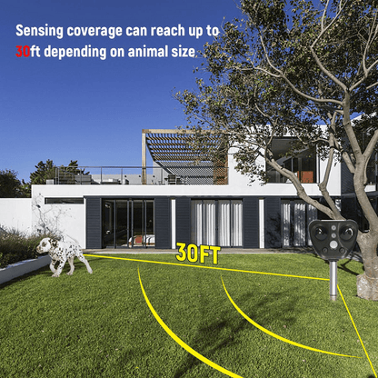 Ultrasonic Solar Bird Deterrent with Motion Sensor & Flashing Lights for Yards, Gardens, Patios | Weatherproof Animal Repeller
