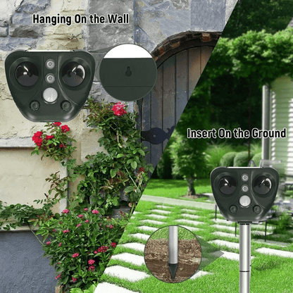 Ultrasonic Solar Bird Deterrent with Motion Sensor & Flashing Lights for Yards, Gardens, Patios | Weatherproof Animal Repeller