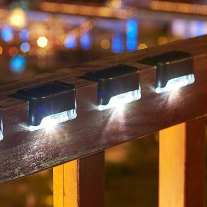 Outdoor Step Deck Lighting Fixture Solar Powered Weatherproof IP65 Auto Dusk Dawn Sensor Pathway Patio Porch Illumination for Stairs Garden