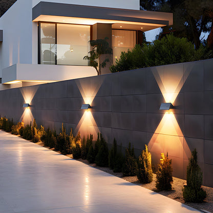 Solar LED Outdoor Sconce Black Waterproof Up Down Wall Light for Patio Garden Entrance Facade