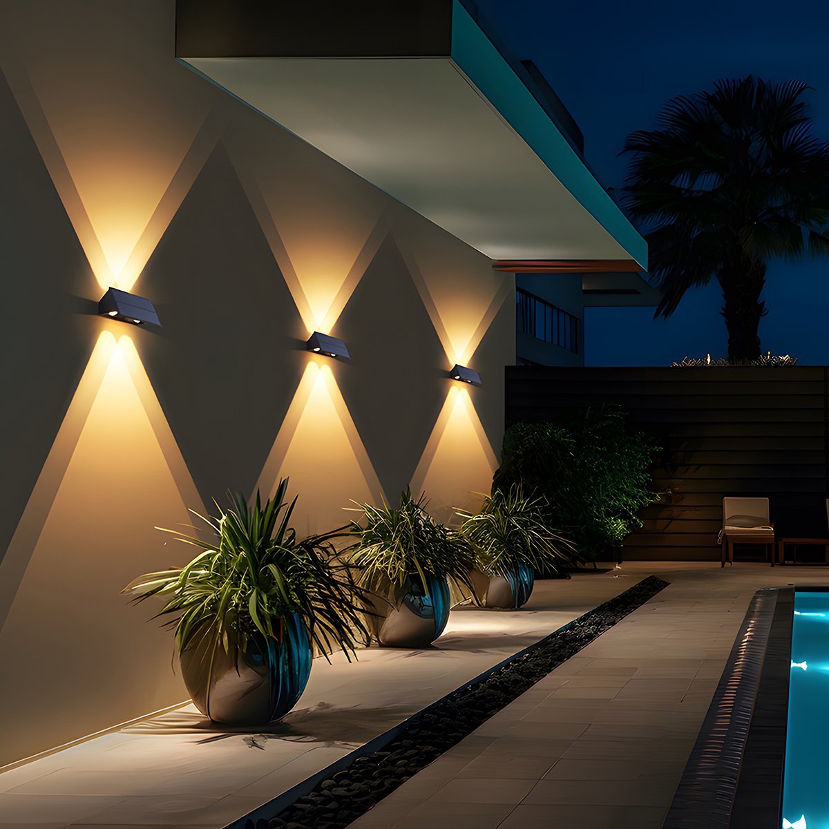 Solar LED Outdoor Sconce Black Waterproof Up Down Wall Light for Patio Garden Entrance Facade