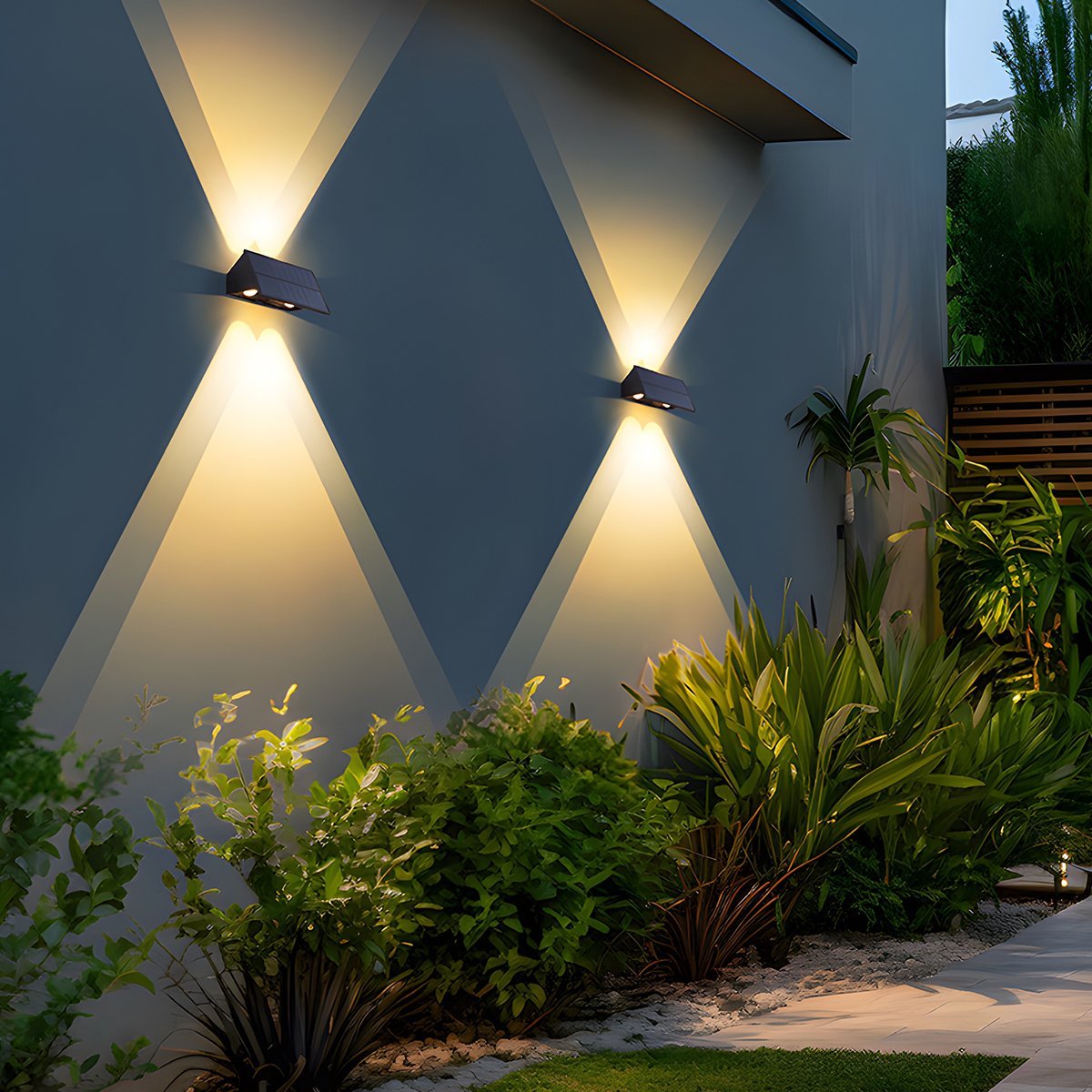 Solar LED Outdoor Sconce Black Waterproof Up Down Wall Light for Patio Garden Entrance Facade