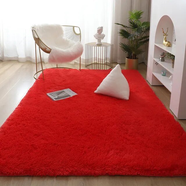 Plush Shag Area Rug for Living Room & Bedroom - Soft Non-Slip Floor Mat Polyester Carpet Runner for Home Decor