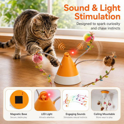 Ortekor MiaSpin 360 Magnetic Rotating Cat Teaser Toy for Indoor Cats - USB-C Hands-Free Play to Beat Boredom