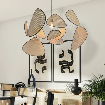 Woven Rattan Hanging Lamp 47 in Oval Natural Fiber Ceiling Fixture E27 Socket Adjustable Cord Dining Room Bedroom Boho Scandinavian Japandi