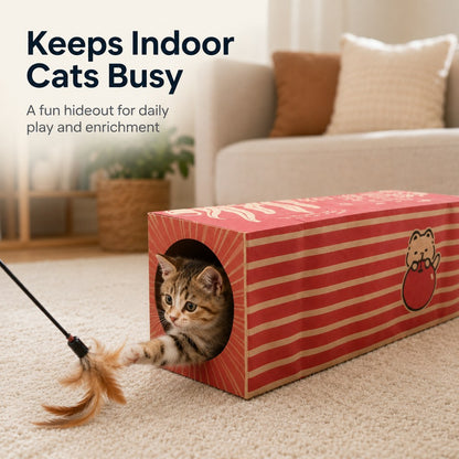 Ortekor Foldable Kraft Paper Cat Tunnel for Indoor Cats - Space-Saving Hide & Play Toy to Beat Boredom