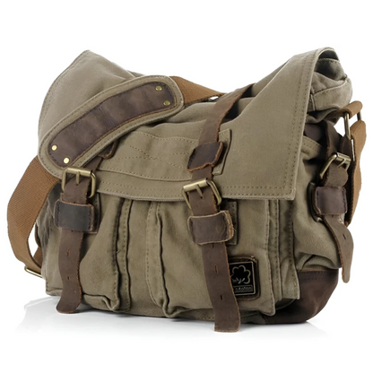 Men's Canvas Shoulder Bag with Multiple Pockets for Everyday Carry and Travel | Hands-Free Sling Pack for Phone Wallet Keys | Adjustable Str