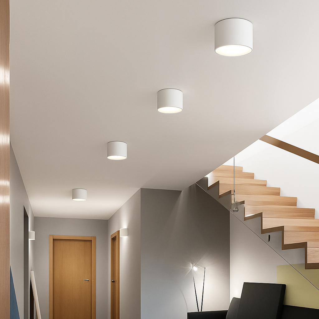 LED Ceiling Spot Light Flush Mount Round Cylinder Black White Gray Metal Acrylic 3.3-5.9 in Small Kitchen Bathroom Hallway Directional Spotl