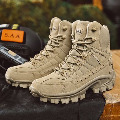 Men's All-Season Tactical Work Boots Waterproof Suede Ankle Support Non-Slip Hiking Boots for Outdoor Work Camping Hunting