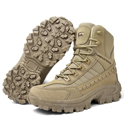 Men's All-Season Tactical Work Boots Waterproof Suede Ankle Support Non-Slip Hiking Boots for Outdoor Work Camping Hunting