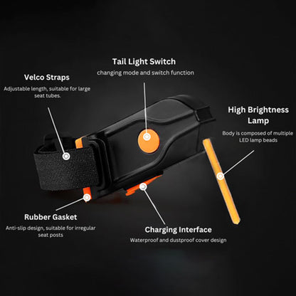 Rechargeable LED Bike Tail Light 40 Lumen Rear Safety Flasher for Cycling Night Riding Road Mountain Bicycle Commuter Warning Beacon Visibil