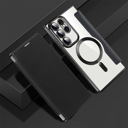 Samsung Galaxy Wallet Case with Ring Stand & Magnetic Closure – Vegan Leather Flip Cover Card Holder