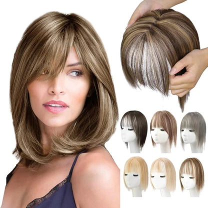 Clip-In Bangs Hairpiece with Side Swept Layers – Instant Fringe Look for Any Occasion | Natural Texture Heat Stylable
