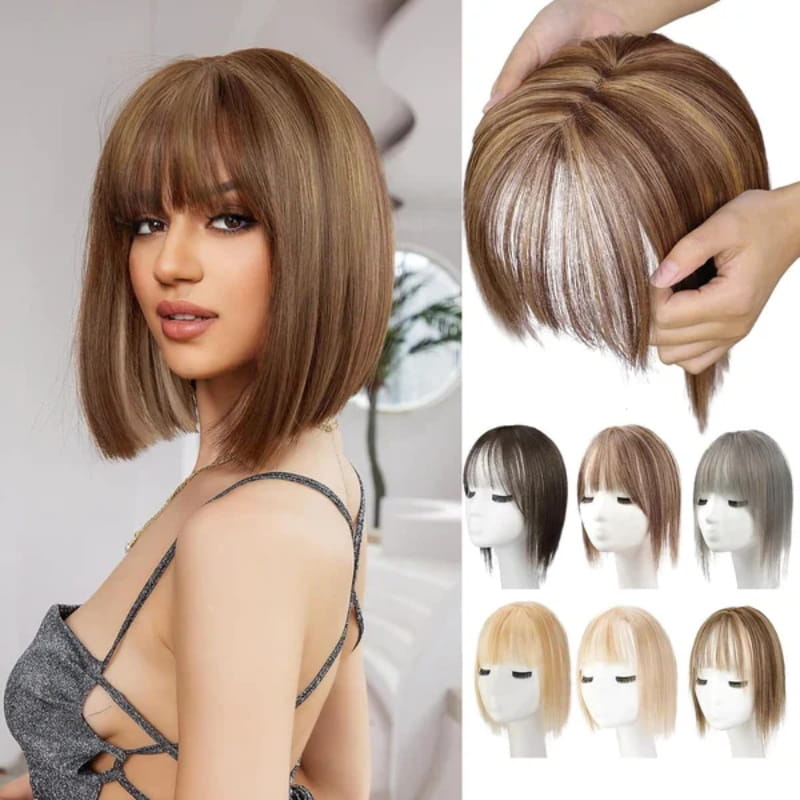 Clip-In Bangs Hairpiece with Side Swept Layers – Instant Fringe Look for Any Occasion | Natural Texture Heat Stylable