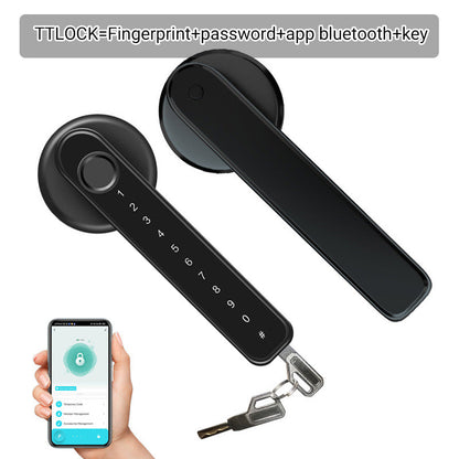 Biometric Door Handle Lock with Fingerprint Scanner, App Control & Keypad Entry for Home Security
