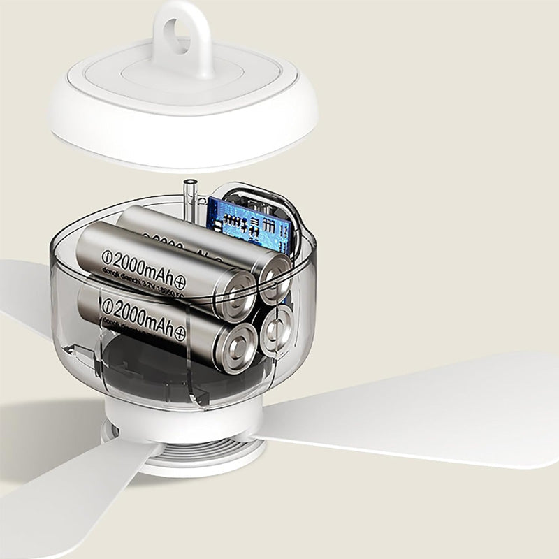 Ceiling Fan with Light and Remote, Rechargeable Battery Operated Ceiling Fan, Portable Ceiling Fan with LED for Camping