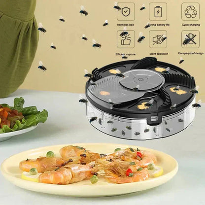 USB Rotating Fly Trap for Kitchen & Home – Whisper-Quiet Chemical-Free Insect Catcher for Dining Rooms Offices Living Spaces