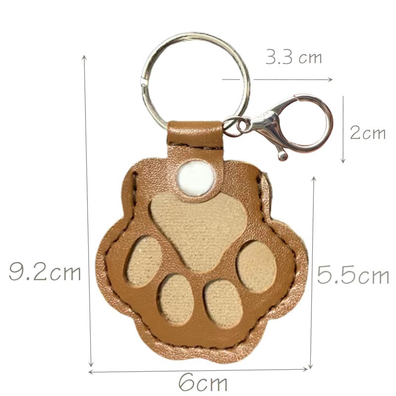 Genuine Leather Pet Memorial Keychain with Embossed Paw Print for Dog & Cat Lovers