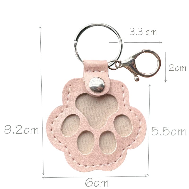 Genuine Leather Pet Memorial Keychain with Embossed Paw Print for Dog & Cat Lovers