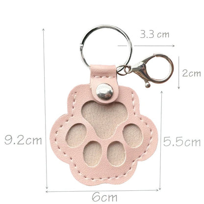 Genuine Leather Pet Memorial Keychain with Embossed Paw Print for Dog & Cat Lovers