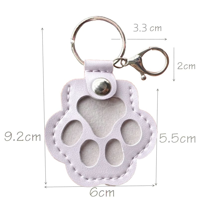 Genuine Leather Pet Memorial Keychain with Embossed Paw Print for Dog & Cat Lovers