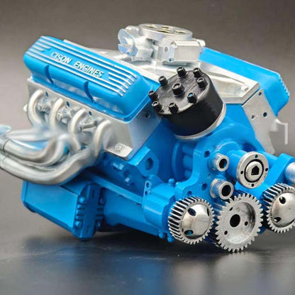 Working V8 Gasoline Engine Model Kit Metal Miniature Motor CDI Ignition RC Compatible Small Block OHV Educational Mechanical Build Desktop