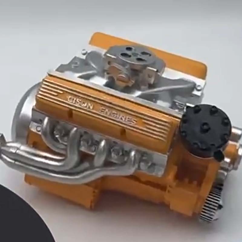Working V8 Gasoline Engine Model Kit Metal Miniature Motor CDI Ignition RC Compatible Small Block OHV Educational Mechanical Build Desktop