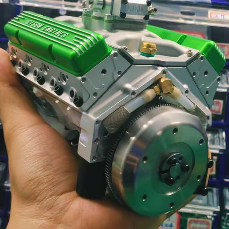Working V8 Gasoline Engine Model Kit Metal Miniature Motor CDI Ignition RC Compatible Small Block OHV Educational Mechanical Build Desktop