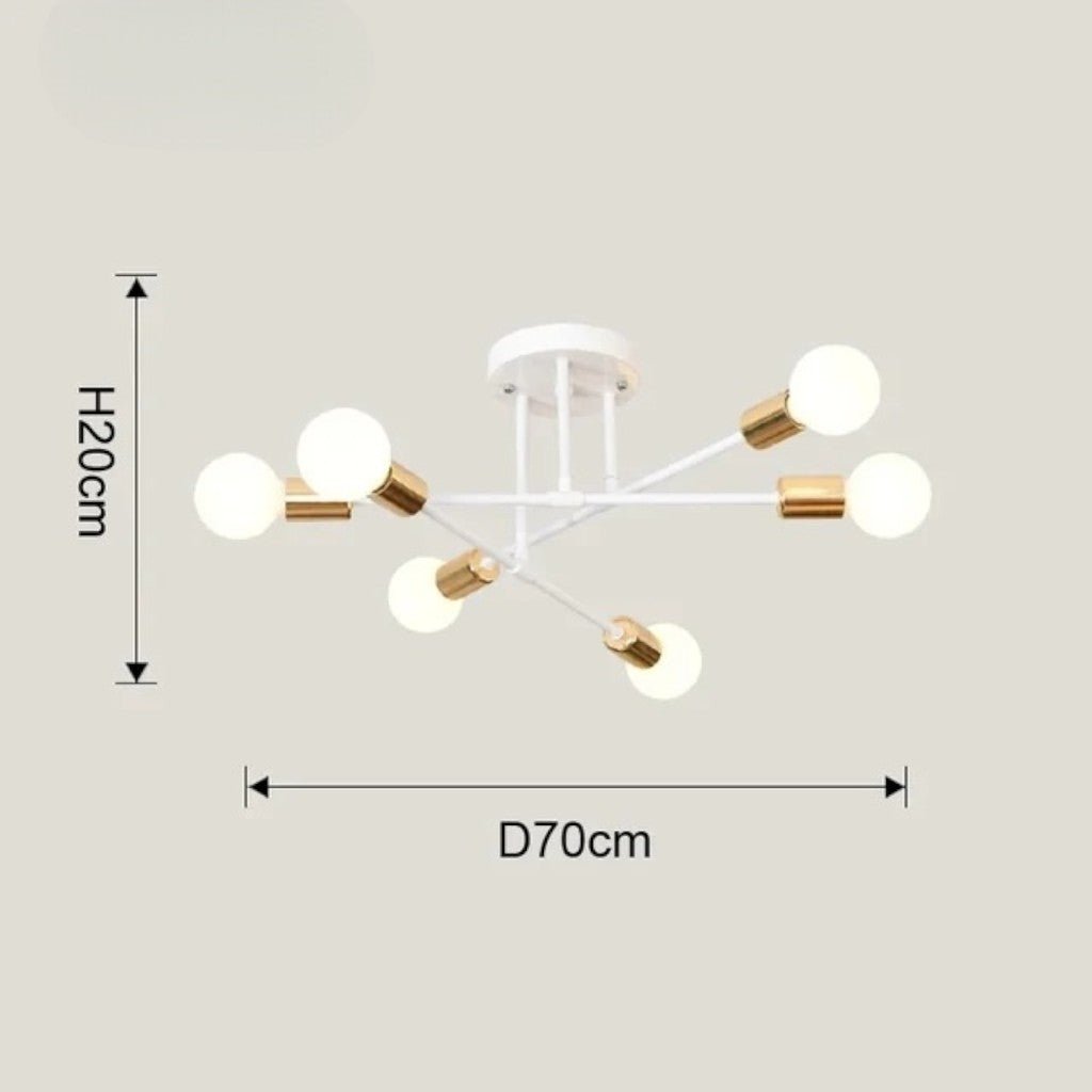 Mid-Century Starburst Flush Mount Ceiling Light | E27 Multi-Arm Modern Fixture for Living Room & Bedroom | 4, 6 or 8 Bulb Configuration