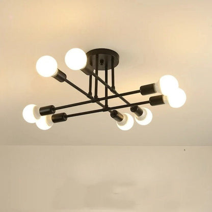 Mid-Century Starburst Flush Mount Ceiling Light | E27 Multi-Arm Modern Fixture for Living Room & Bedroom | 4, 6 or 8 Bulb Configuration