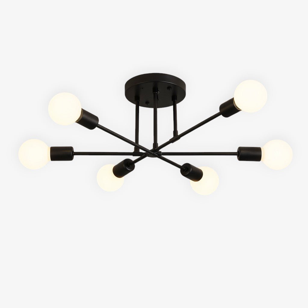 Mid-Century Starburst Flush Mount Ceiling Light | E27 Multi-Arm Modern Fixture for Living Room & Bedroom | 4, 6 or 8 Bulb Configuration