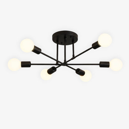 Mid-Century Starburst Flush Mount Ceiling Light | E27 Multi-Arm Modern Fixture for Living Room & Bedroom | 4, 6 or 8 Bulb Configuration
