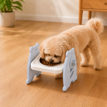 Ortekor Adjustable Elevated Stainless Steel Pet Bowls for Cats & Small Dogs - Tilted Feeding Station for Easier Mealtime & Less Floor Mess
