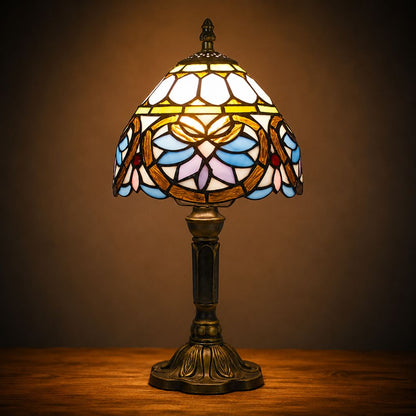 Tiffany-Style Art Glass Table Lamp with Adjustable Arm for Office, Bedroom & Reading Nook – 8 Mosaic Designs