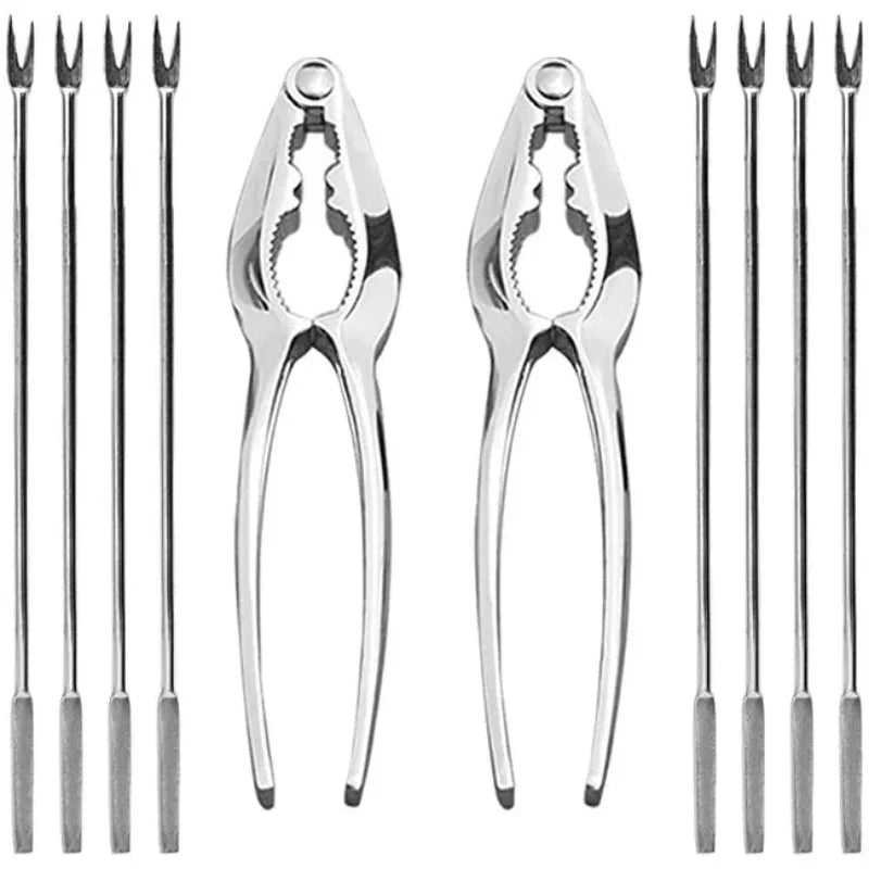 Seafood Tool Kit - Stainless Steel Crab Crackers and Lobster Forks