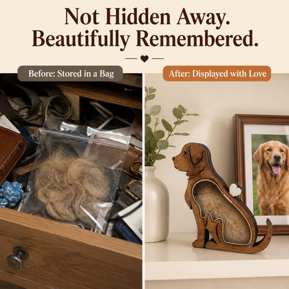 Ortekor Wooden Pet Fur Keepsake Box for Grooming Memories & Pet Loss - Display Their Fur Instead of Hiding It Away