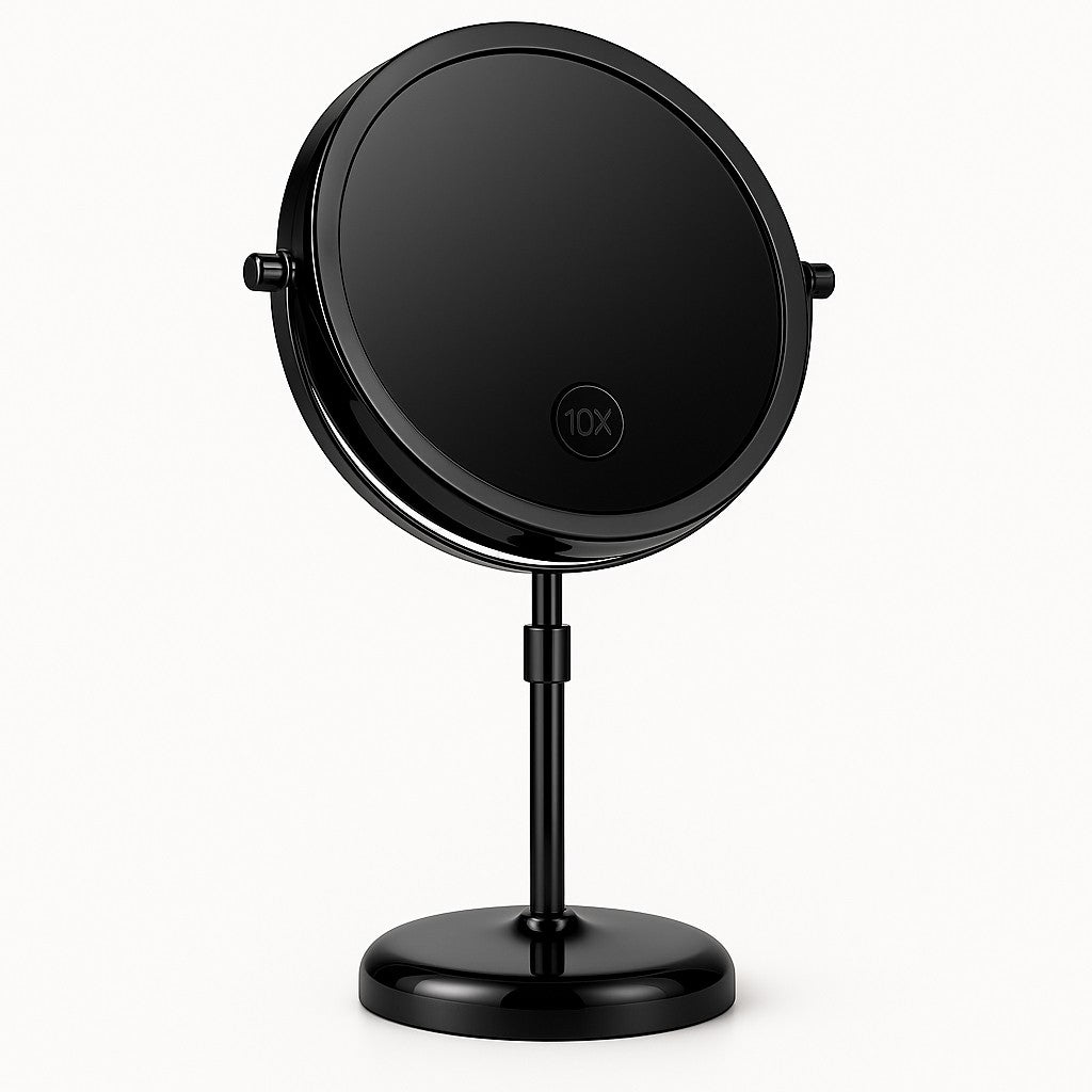 Rechargeable Vanity Mirror with 10X Magnification & Adjustable Height for Countertop Makeup Application