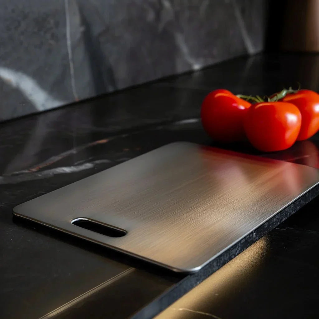 Stainless Steel Cutting Board Non-Porous Antibacterial Kitchen Prep Surface Knife-Safe Food Grade Metal Chopping Block for Home Cooking