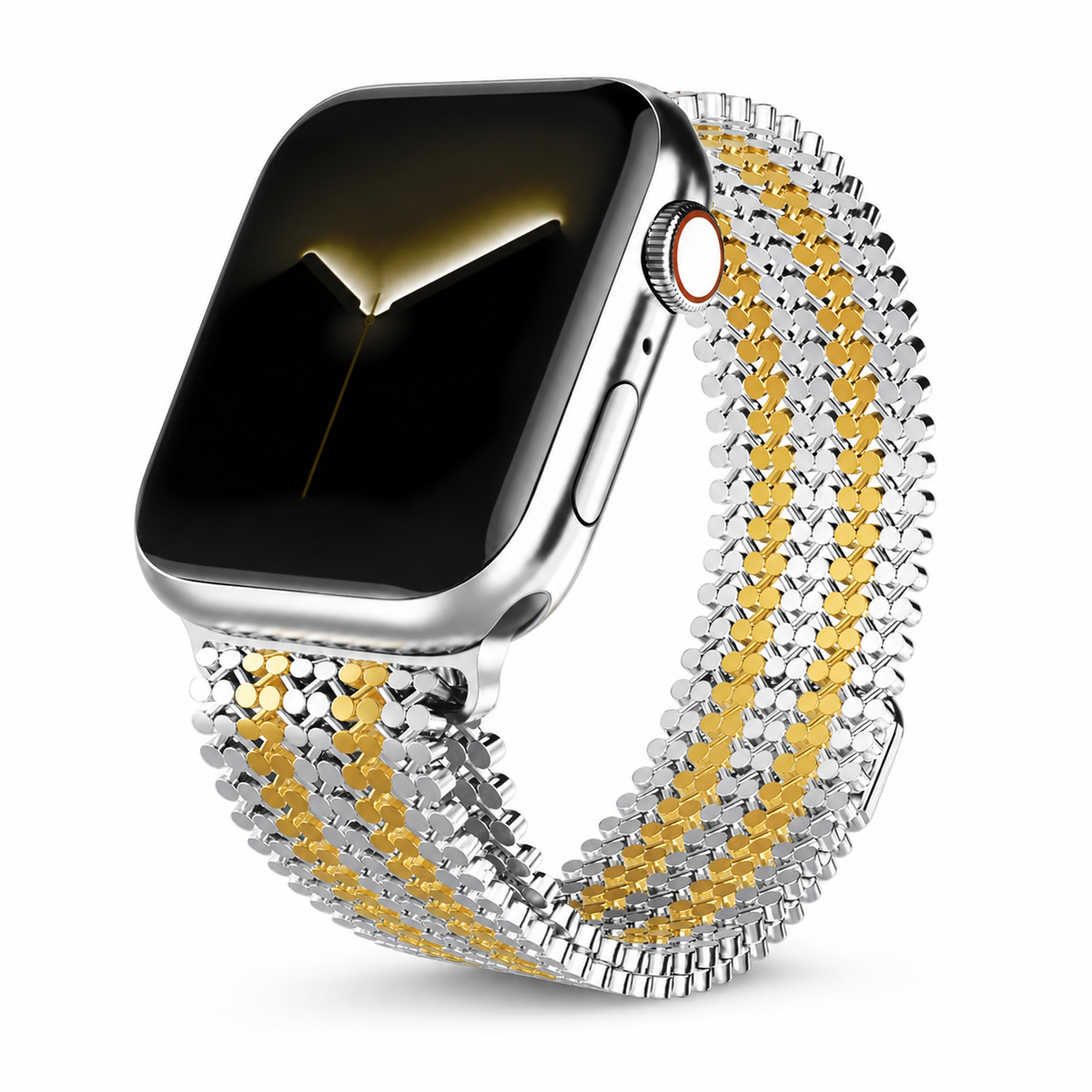 Woven Steel Watch Strap with Magnetic Clasp – Adjustable Metal Band for Apple Watch 38mm–49mm
