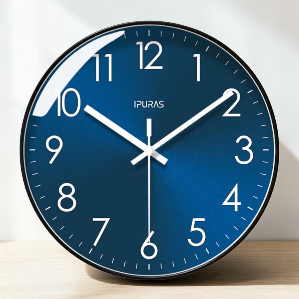 Whisper-Quiet Round Wall Clock with Sweep Hand – Modern Analog Timepiece for Bedroom Office Living Room – Glass Face Non-Ticking Quartz