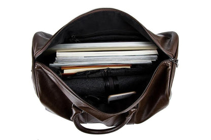 Weekender Overnight Bag in Vegan Leather – Roomy Interior with Shoulder Strap & Padded Grips for Airport Travel