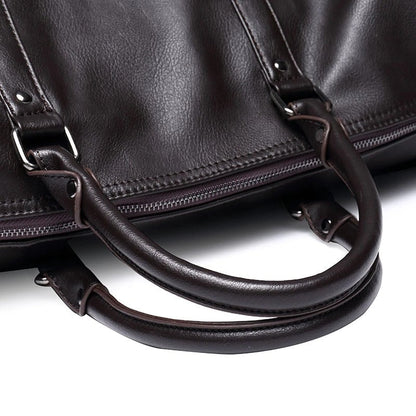 Weekender Overnight Bag in Vegan Leather – Roomy Interior with Shoulder Strap & Padded Grips for Airport Travel