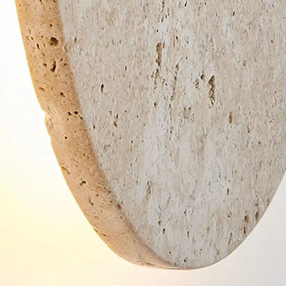 Travertine Circle Sconce for Bedrooms & Hallways – LED Ambient Lighting Fixture with Adjustable Color Temperature