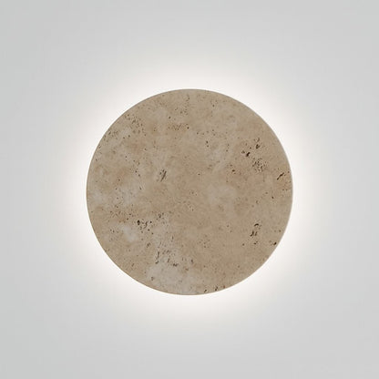 Travertine Circle Sconce for Bedrooms & Hallways – LED Ambient Lighting Fixture with Adjustable Color Temperature
