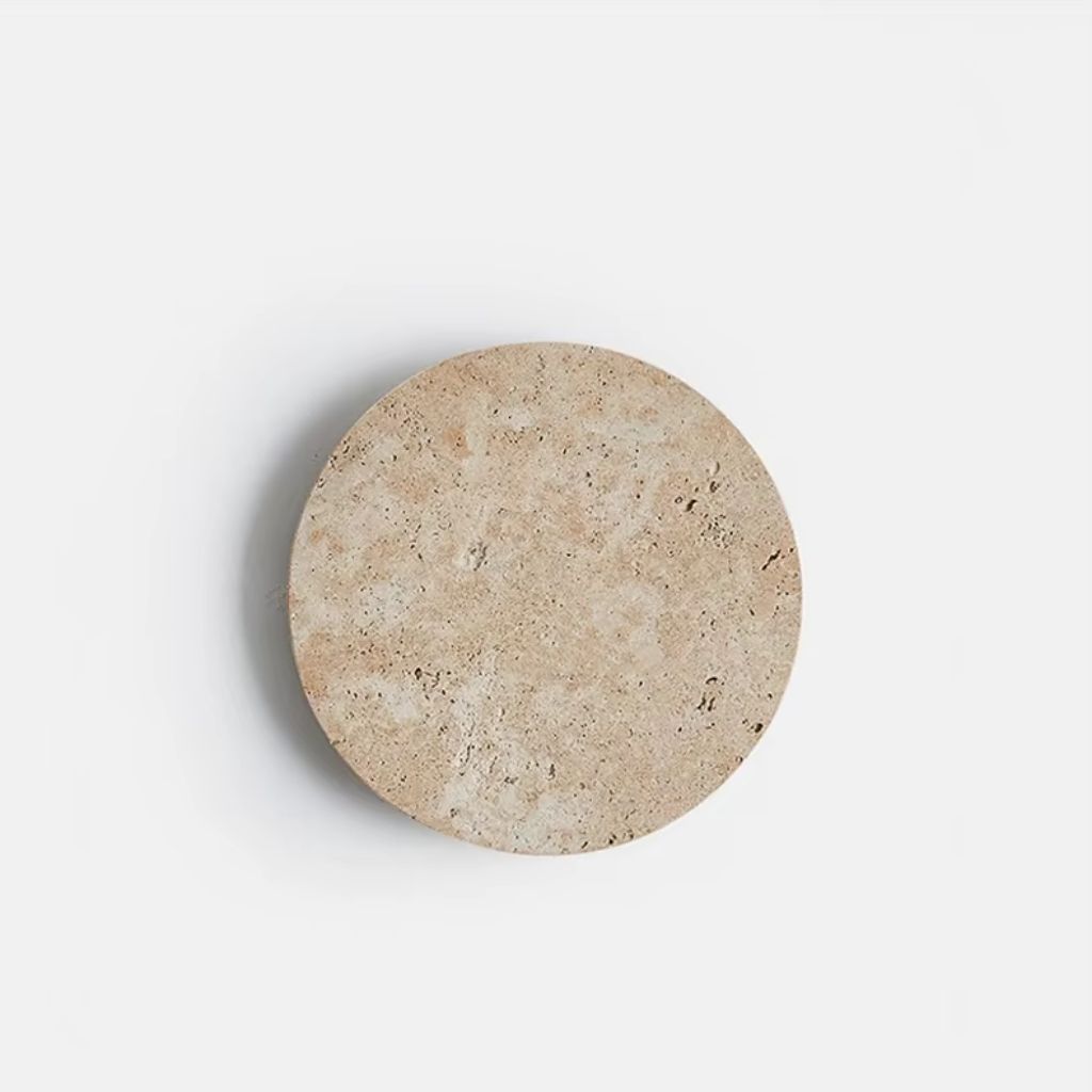 Travertine Circle Sconce for Bedrooms & Hallways – LED Ambient Lighting Fixture with Adjustable Color Temperature
