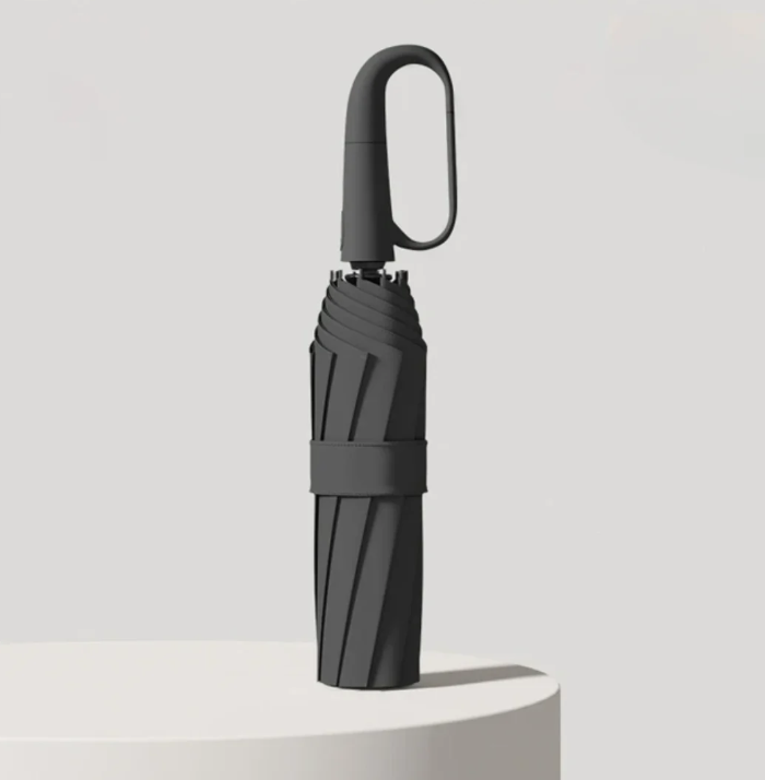 Wind-Resistant Compact Umbrella with Safety Reflectors for Night Visibility, Lightweight Waterproof Canopy for Rain Protection, Foldable Tra
