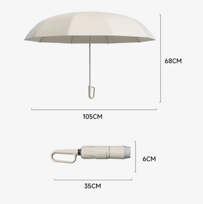 Wind-Resistant Compact Umbrella with Safety Reflectors for Night Visibility, Lightweight Waterproof Canopy for Rain Protection, Foldable Tra