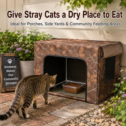 Ortekor Outdoor Cat Feeding Shelter for Backyards - Weather-Resistant Food Station Cover
