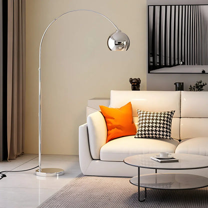 Arc Floor Lamp with Dome Shade Chrome Finish 71 in Tall Adjustable Overhead Reading Light Foot Switch Control for Living Room Home Office So