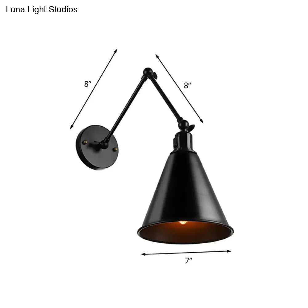 Swing Arm Wall Light Fixture Industrial Metal Sconce Adjustable for Living Room Bedroom Bedside Reading